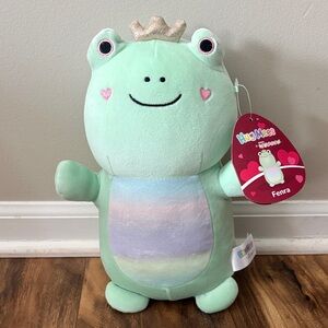 NWT - Squishmallows HugMees - Light Green Frog with Gold Crown - Ferna 2023 Ed.